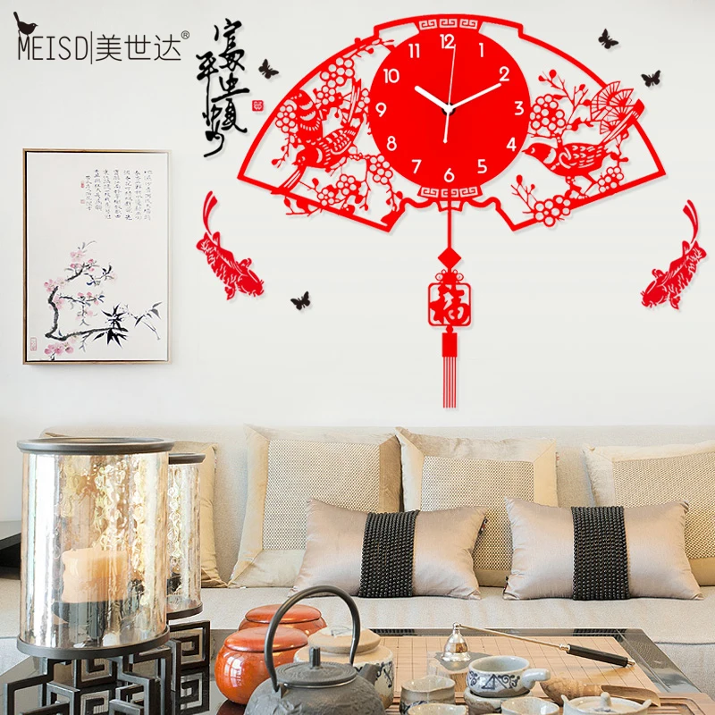 Китайский SATA Fan Art гостиная часы немой модные просто качели кварцевые украшения