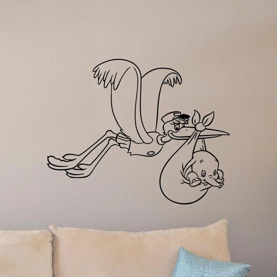 Детская Наклейка на стену Dumbo Stork плакат Цитата слон с крыльями виниловая