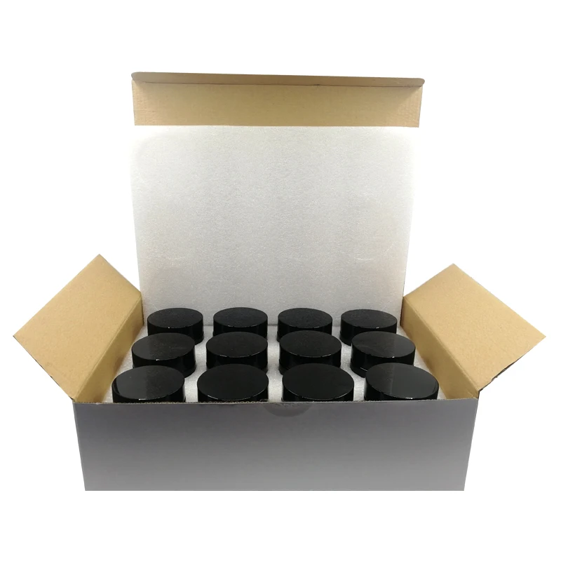 Прозрачные стеклянные банки для крема косметическая упаковка с крышкой черные