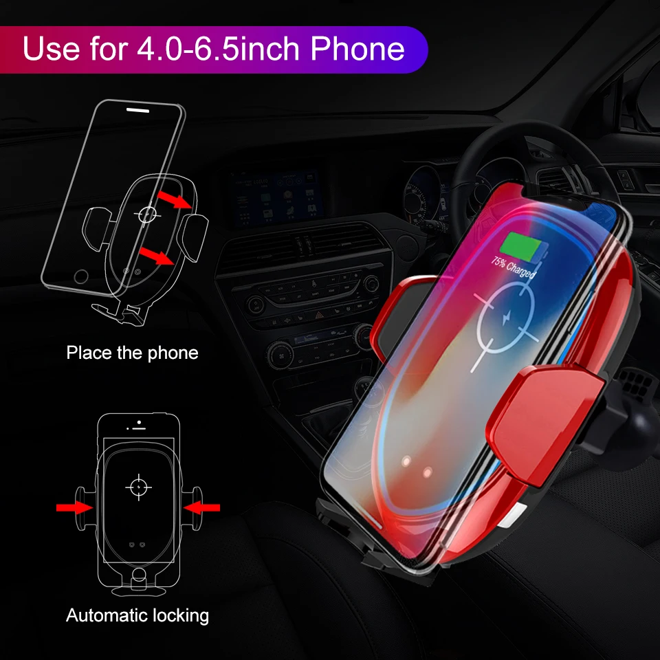 Кироги Qi автомобиля Беспроводной Зарядное устройство для iPhone Xs Max Xr X samsung S10 S9