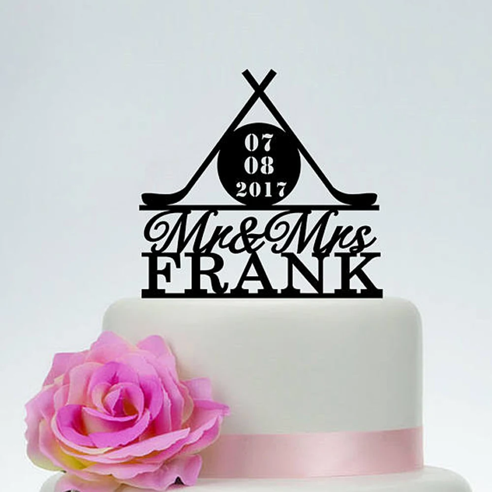 Персонализированный Топпер для хоккея и свадебного торта с мистер миссис