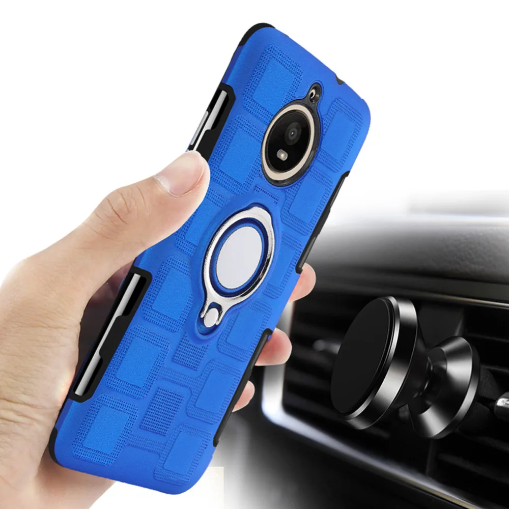 Phone Cases 2 in 1 for Motorola Moto G5s Plus Shockproof TPU+PC Stand Case Magnetic Adsorption w/ Finger Ring Back Cover |