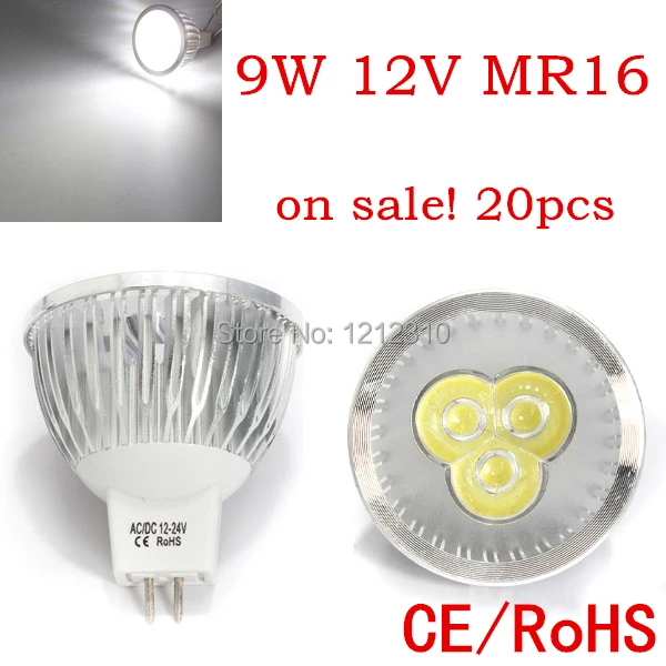 20 шт./лот MR16 LED 12V 9W Светодиодная лампа MR 16 Светодиодный прожектор теплый белый