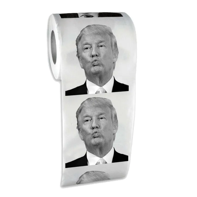 1 рулон 2-х слойный Забавный розыгрыш рулон туалетной бумаги новинка Трамп туалетная бумага с рисунком Ванная комната поставки шутка кляп Jag подарок - Цвет: 1