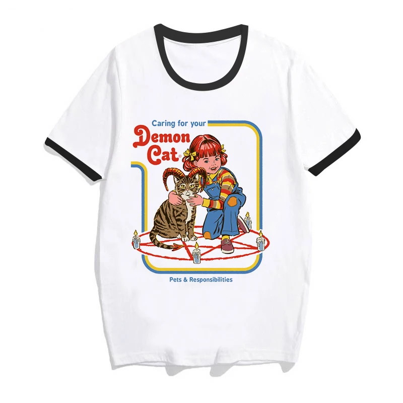 Сатана футболка винтажная женская футболка Let's Summon Demons Graphic tees tops Harajuku Tumblr Футболка женская забавная футболка на Хэллоуин