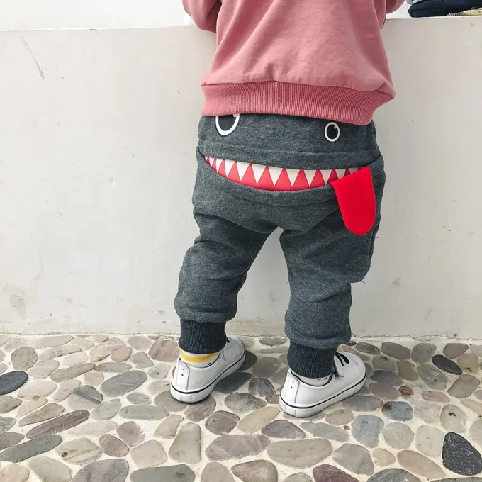 

JMFFY 2019 Spring Fashion Boys Long Pants Kids Toddler Cotton Harlan Trousers Solid Trousers Cartoon 1-5T Boy Children Clothing