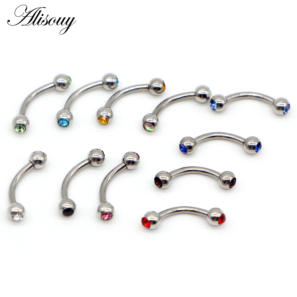 Alisouy 1PCS Surgical Stainless Steel Eyebrow Nose Lip Captive Bead Ring Tongue Piercing Tragus Cartilage Earring Body Jewelry