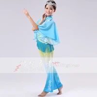 0116 blue flower skirt dancer dancing costumes folk yangko dance wear modern dance drum clothing classical dance costumes