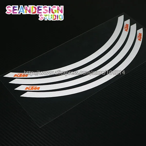 Белый 4 полосы для KTM Duke 125 200 250 390 690 790 990 1290 RC8 RC390 наклейка для колес светоотражающий обод велосипеда мотоцикла - Название цвета: Белый