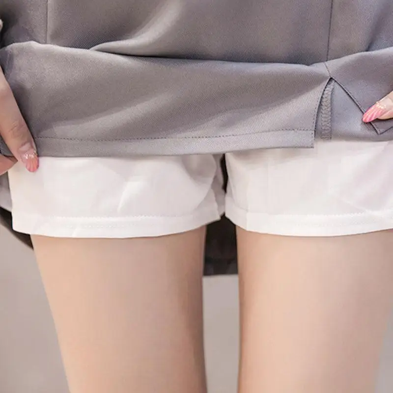 Белый черный сплошной цвет летние шорты юбка для женщин 2019 Мода Высокая талия