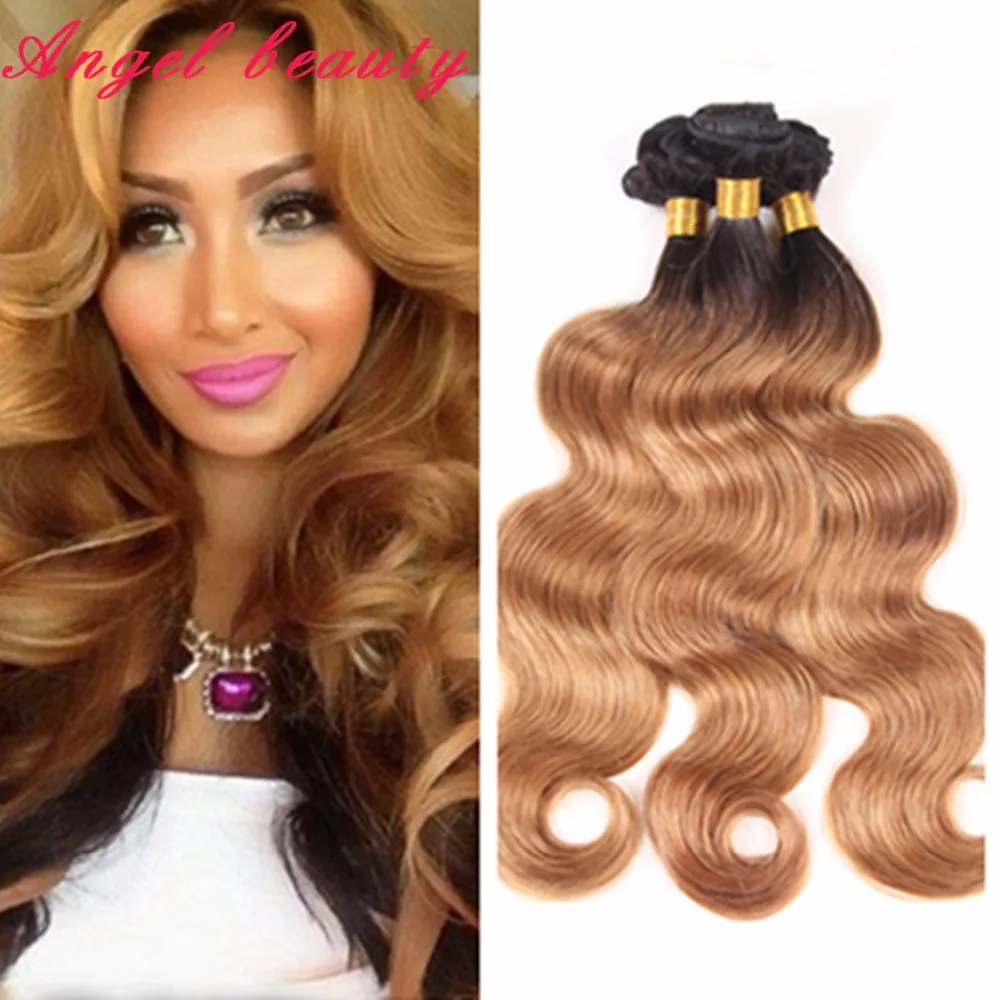 Ombre Бразильские Волосы T1B/27 Бразильский Объемная Волна 7А Дешевые Два тон