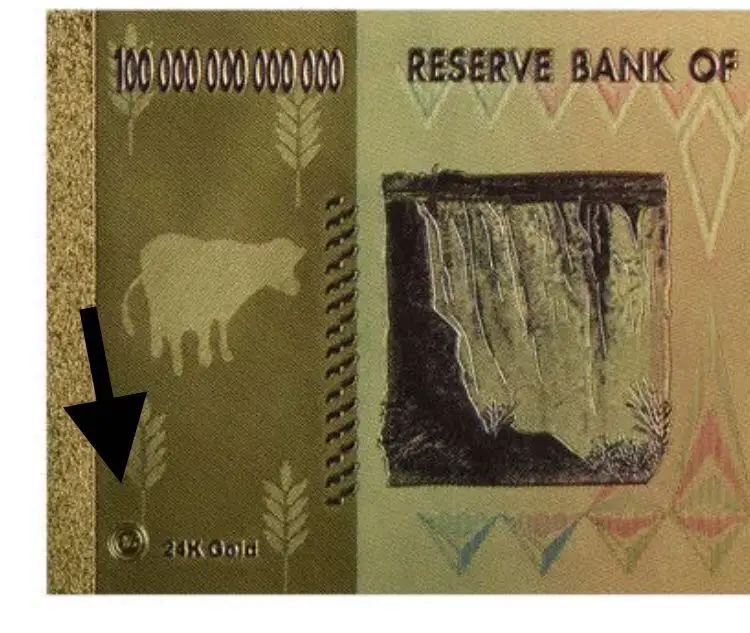 1000 шт. Зимбабве Золотая банкнота сто триллиона долларов красочные Билл внимание