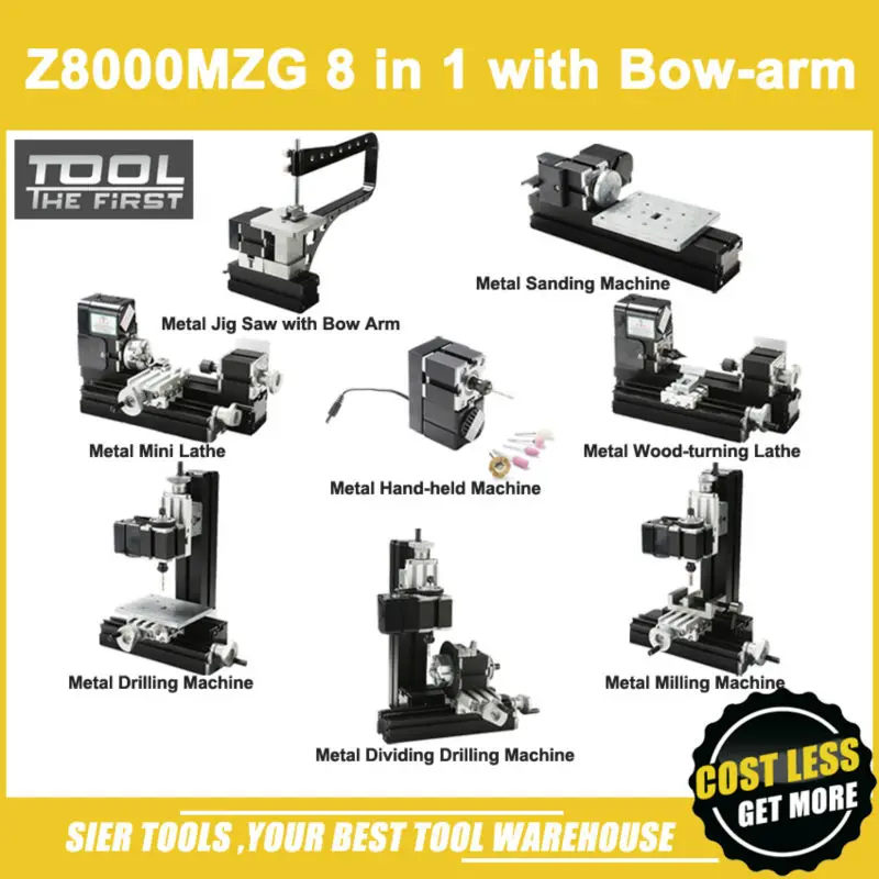 Z8000MZG 24 Вт металл 8 в 1 токарный станок с луком/24 20000 ОБ/мин bowarm Набор для станка