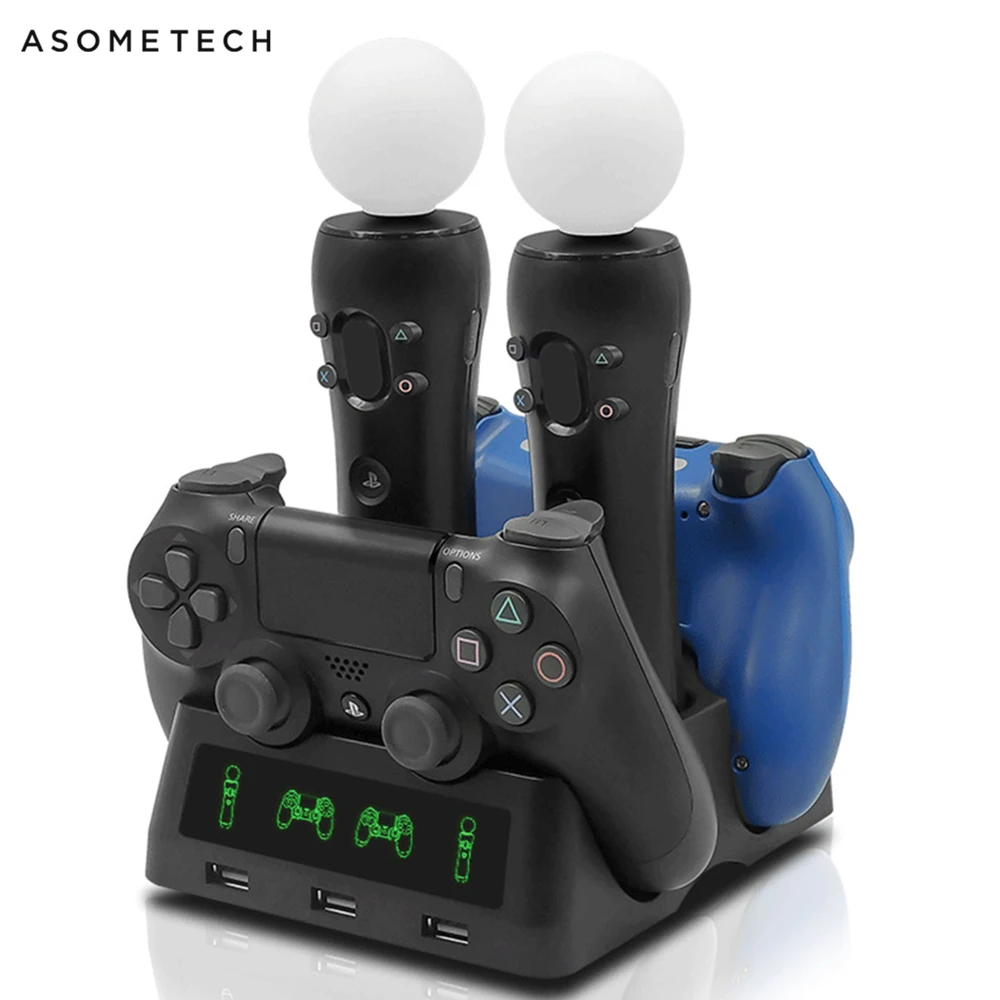 Зарядная док станция 4 в 1 для PS4 PS Move VR P4 джойстик зарядное устройство Slim/PS4 Pro