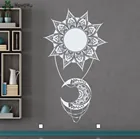 Богемная Солнце Луна виниловая настенная наклейка в индийском стиле Женская Декорация Аксессуары натуральная Гостиная Искусство роспись SYY285