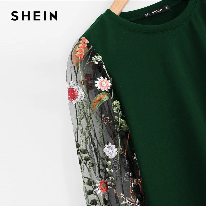 SHEIN Нарядное Платье С Прозрачными Рукавами, Платье С Цветочным Принтом, Платье С Длинными Рукавами