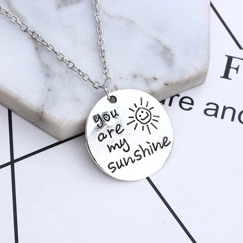 Новинка 2019 ожерелье с кулоном в виде сердца You Are My Sunshine модное круглое подвеской