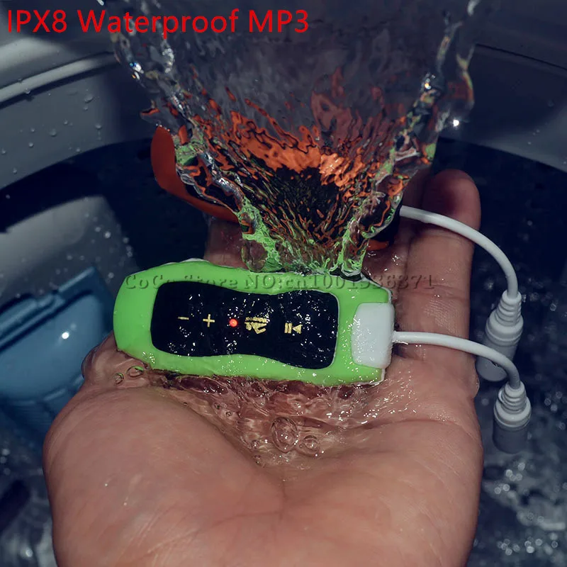 16 Гб мини-клип Спорт водонепроницаемый mp3 плеер музыкальные наушники IPX8 для