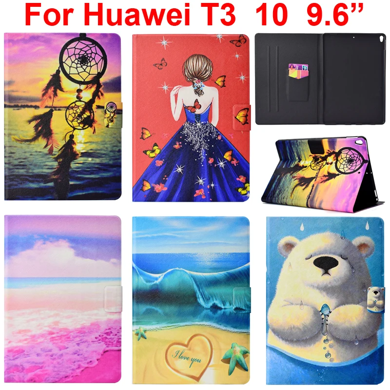 Чехол подставка для Huawei Mediapad T3 10 9 6 дюйма чехол сумка Honor Tablet 2 с изображением