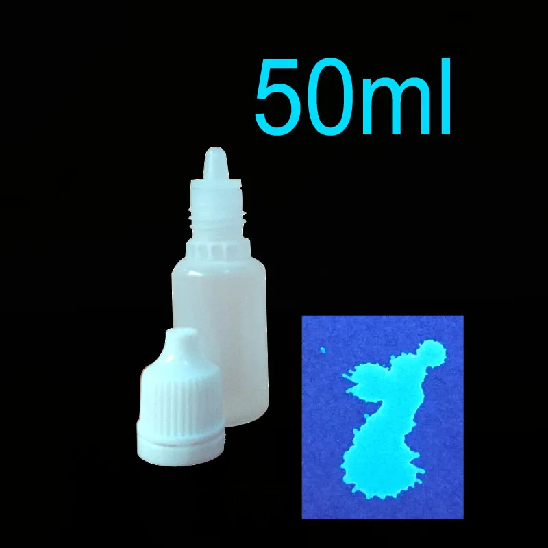50ml UV React Blue Прозрачный УФ-реактивный черный светильник, невидимый под Дневной светильник, но светящийся под УФ-светильник, чернила для кожи, бумаги и т. Д - Цвет: 50ml UV React Blue