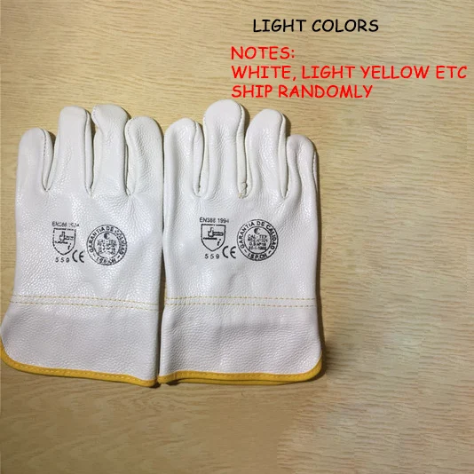 light color 1 пара рабочих перчаток из воловьей кожи, сварочные перчатки, защитные садовые спортивные износостойкие перчатки, Новинка - Цвет: light color