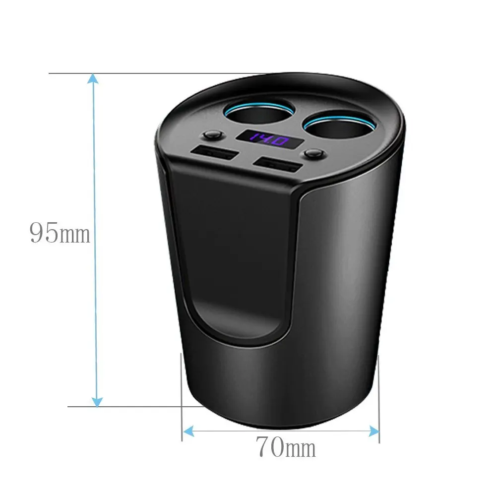 Кубок Держатель Автомобильное Зарядное Устройство Dual USB Порт и 2 Прикуривателя