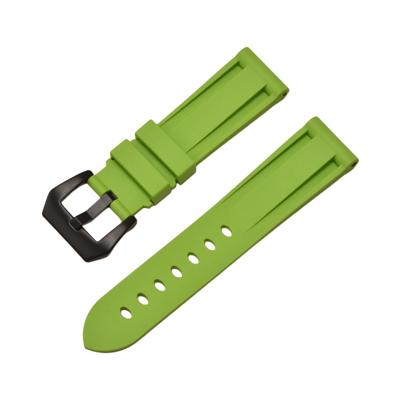 green black clasp HQ силиконовый ремешок 20 22 24 26 мм камуфляжные часы силиконовый браслет резиновый сменный Браслет наручных часов для PAM ремешок и стальная пряжка - Цвет ремешка: green black clasp