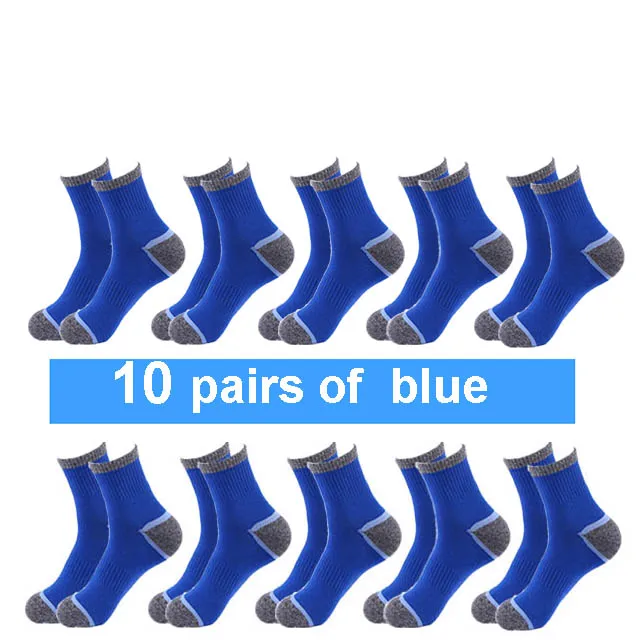 10 pairs blue 10 пар мужских носков новейший дизайн хлопковые носки повседневные дышащие мужские длинные спортивные носки Высокое качество Красочные хлопковые мужские носки - Цвет: 10 pairs blue
