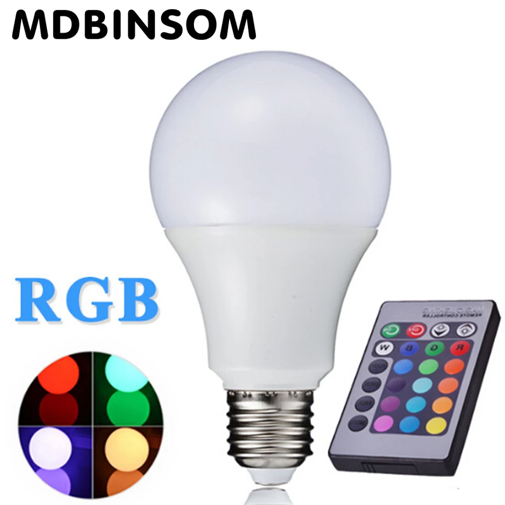 Светодиодный светильник Magic E27 RGB 3 Вт 5 10 с регулируемой яркостью праздничный ИК