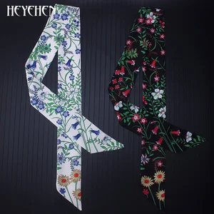 Шарф женский, Шелковый, с цветочным принтом