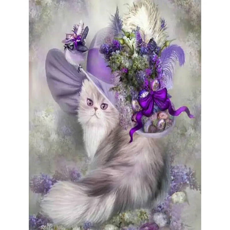 GLymg рукоделие Diy Алмазная картина вышивка крестиком Фиолетовый кот животные