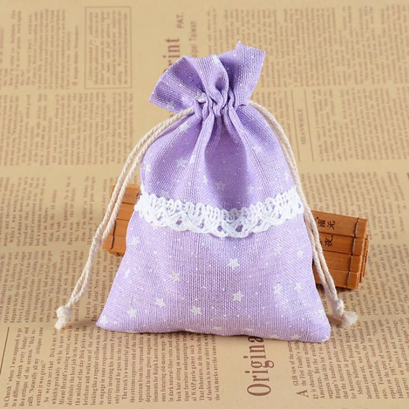 

100pcs/lot 10cmx14cm Five-pointed star Cotton Favor Gift Bag Candy Box with Lace for Weddings Party Shower Supply Free shipping