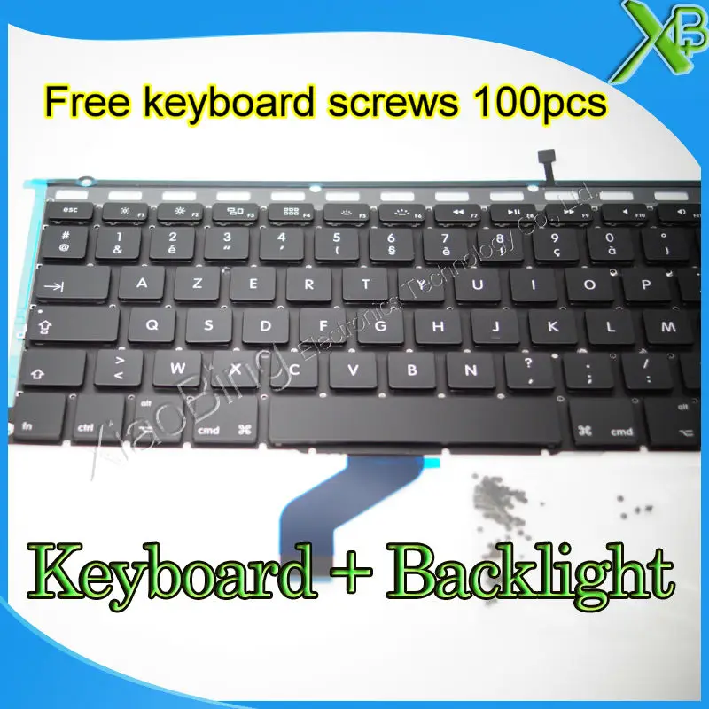 Совершенно новая Французская клавиатура AZERTY FR + Подсветка 100 шт. винтов