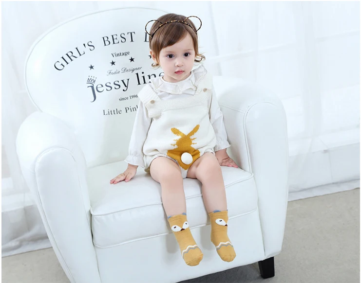 2pairs / lot Cartoon animal design Cotton Baby Socks Newborn Floor Socks kids Short Socks Silica gel anti-skid Socks