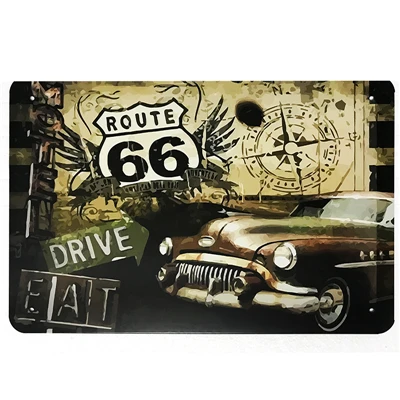[SQ-DGLZ] полный сервис/Diner ROUTE 66 металлическая вывеска винтажные металлические пластины кафе Паб Клуб домашний Декор стены оловянные знаки Ретро табличка