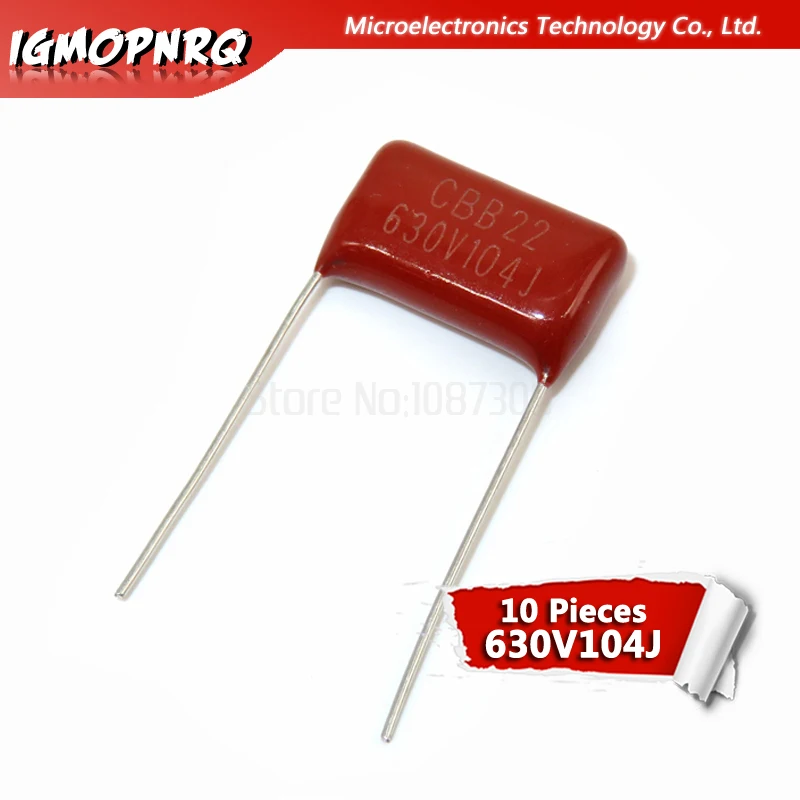 Полипропиленовый пленочный конденсатор 630V104J шаг 15 мм 0 1 мкФ 100nf 630V 104 igmopnrq CBB 10 шт. |