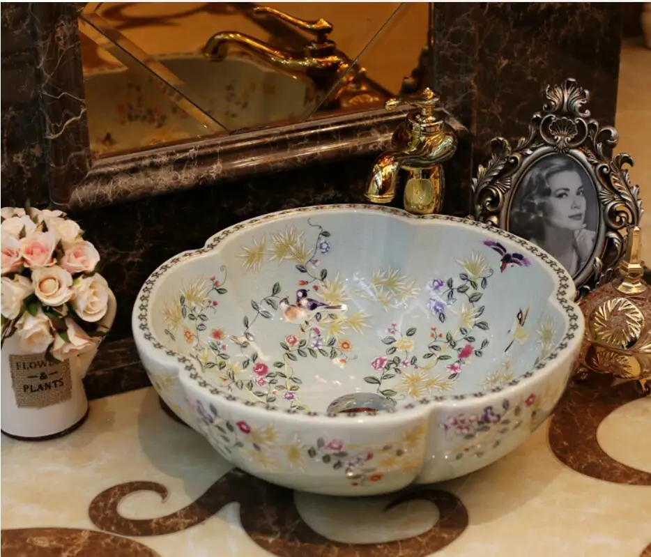 

Porcelain Round Cloakroom Wash Basin Bathroom Counter Top SInk Vessel Lavabo Washing Bowl LGQ011