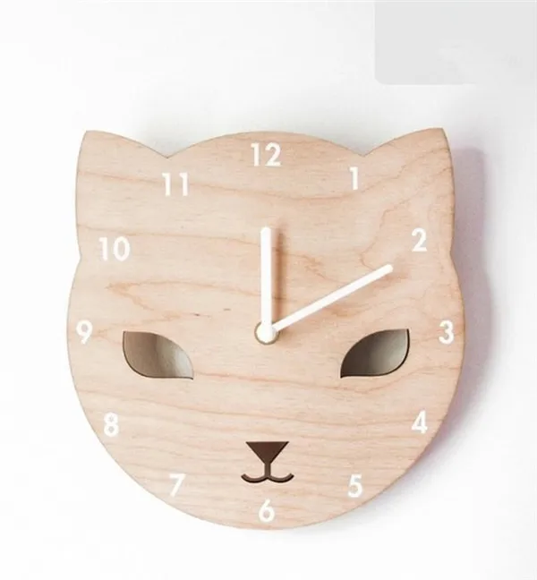 Часы в рождественском стиле Time Cloud Bear настенные деревянные, подвесные игрушки модель для детской комнаты украшения INS Детские Рождественские подарки на день рождения - Цвет: cat