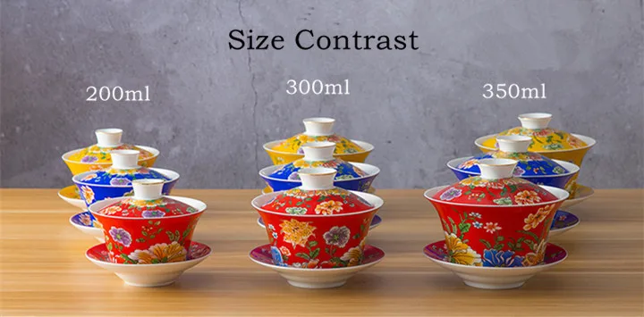 300 мл цветной Sancai Gaiwan яичная скорлупа из костяного фарфора чайная чашка и блюдце набор керамических чайных чашек с восьми сокровищами