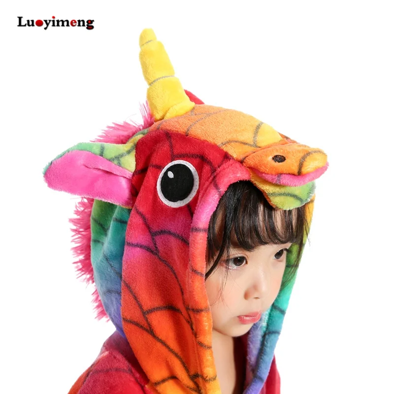 Зимняя Детская Пижама кигуруми пижама для девочек и мальчиков с единорогом