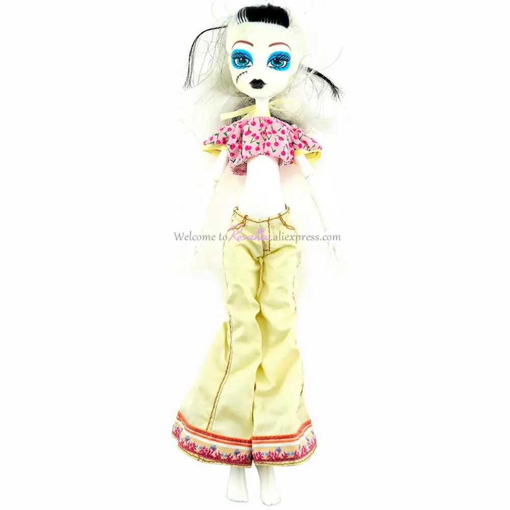 Rosana/Одежда для куклы Monster High, повседневная одежда, костюм, вечерние костюмы, юбка, кофта и штаны, штаны, наряд, аксессуары для кукол - Цвет: Flower bell pants