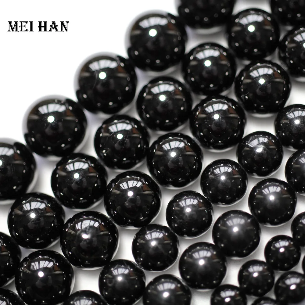Оптовая продажа Meihan (2 нити/набор) натуральные 6 мм и 8 черные турмалиновые круглые