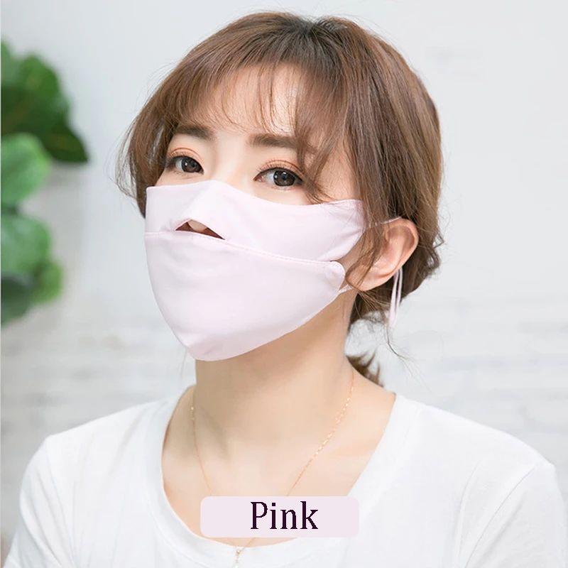 Pink Наружные солнечные маски, ледяная шелковая маска, Солнцезащитная Женская пара, анти-туман, пыльца, аллергия, защитная Мужская для дыхания - Цвет: Pink