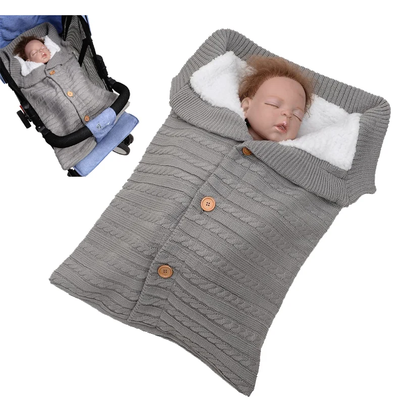 

Спальный мешок для детской коляски, Хлопковый вязаный Конверт для новорожденных, теплые спальные мешки на осень и зиму для ног, пеленальная ...
