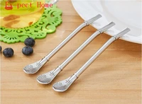 dhl 200pcs practical eco friendly stainless steel drinking straws tea strainer cocktail shaker coffee filtered spoons