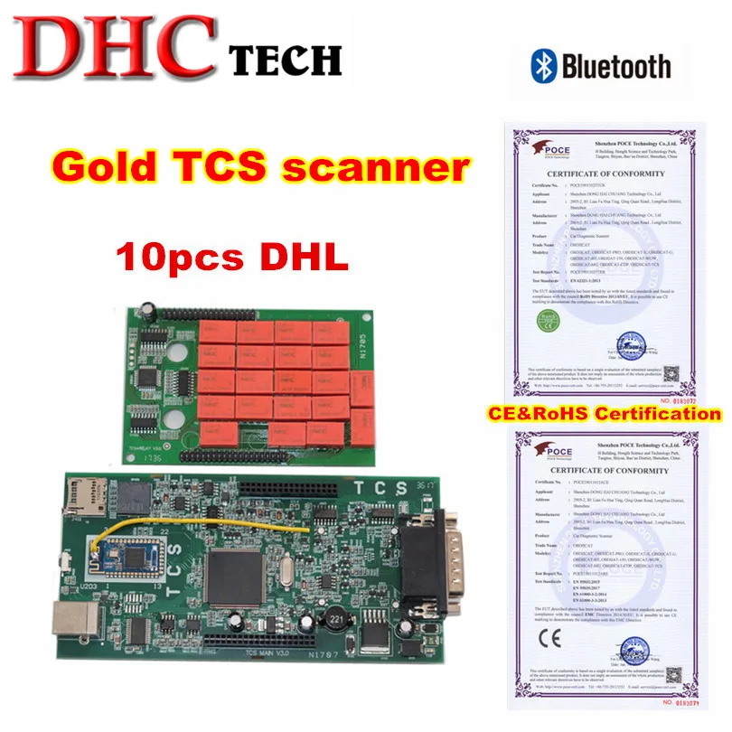 10 шт. DHL Gold TCS OBDIICAT Pro obd2 Bluetooth Полный комплект с крышкой 2016 00 новейшая версия для