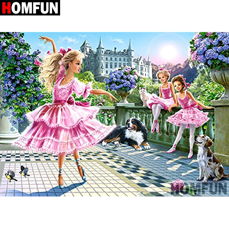 

HOMFUN 5D DIY Diamond Painting Full Square/Round Drill "Ballet girl" Embroidery Cross Stitch gift Home Decor Gift A09082