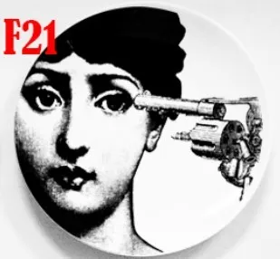 Изысканная мода Milan rosenthal Piero fornasetti тарелки чистый красочный цвет иллюстрации подвесные блюда образец комнаты/дома/отеля украшения - Цвет: V