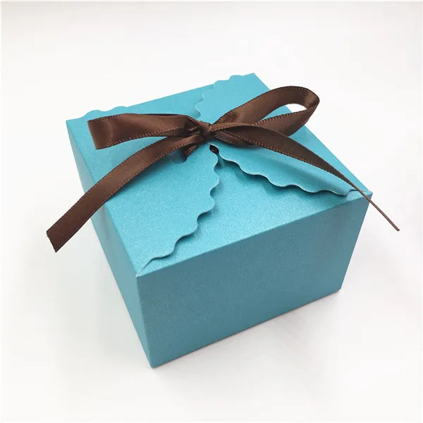 sky blue 20 штук крафт Бумага квадратная коробка для конфет Свадебные сувениры в деревенском стиле подарочные коробки для вечеринок с свободная лента, "сделай сам" бумага для упаковки подарка Коробки - Цвет: sky blue