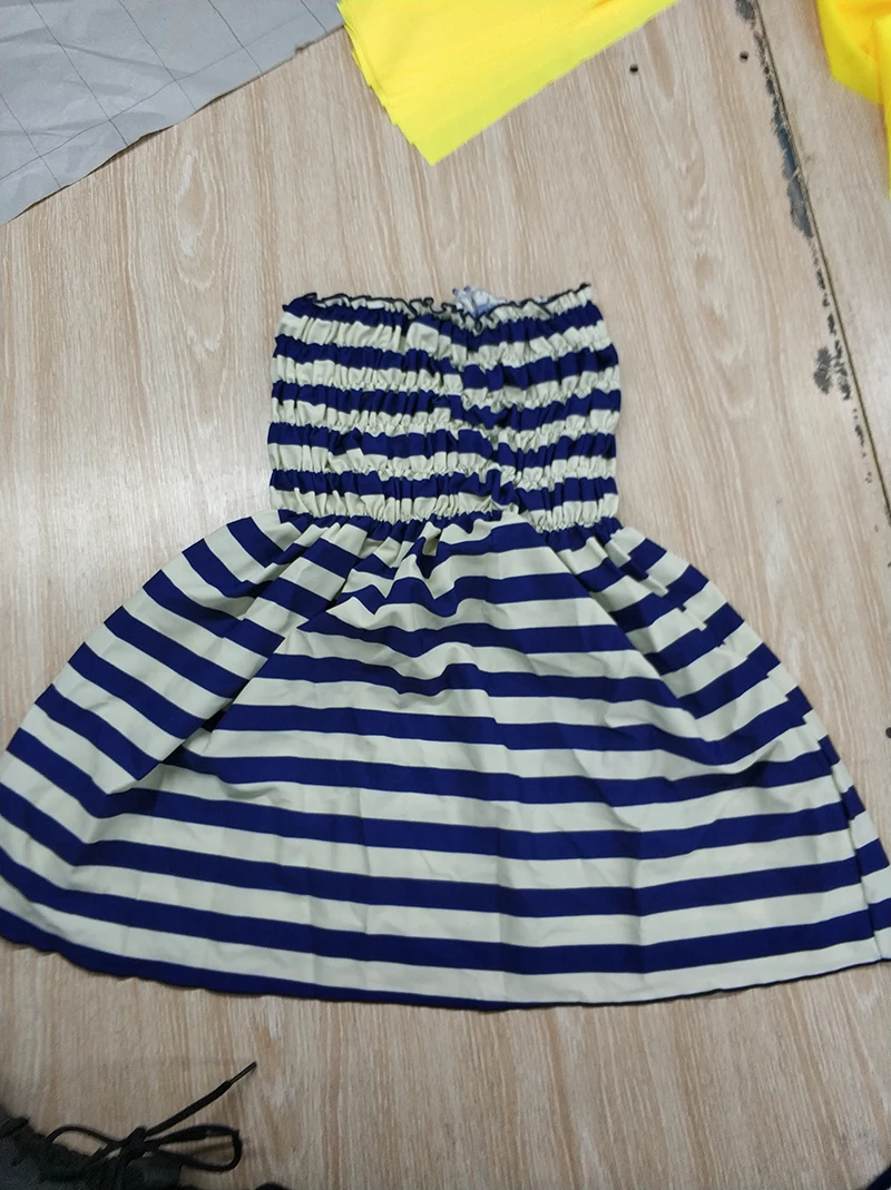 2019 new navy version striped three-piece swimsuit with skirt can be ordered plus fertilizer to increase the size |